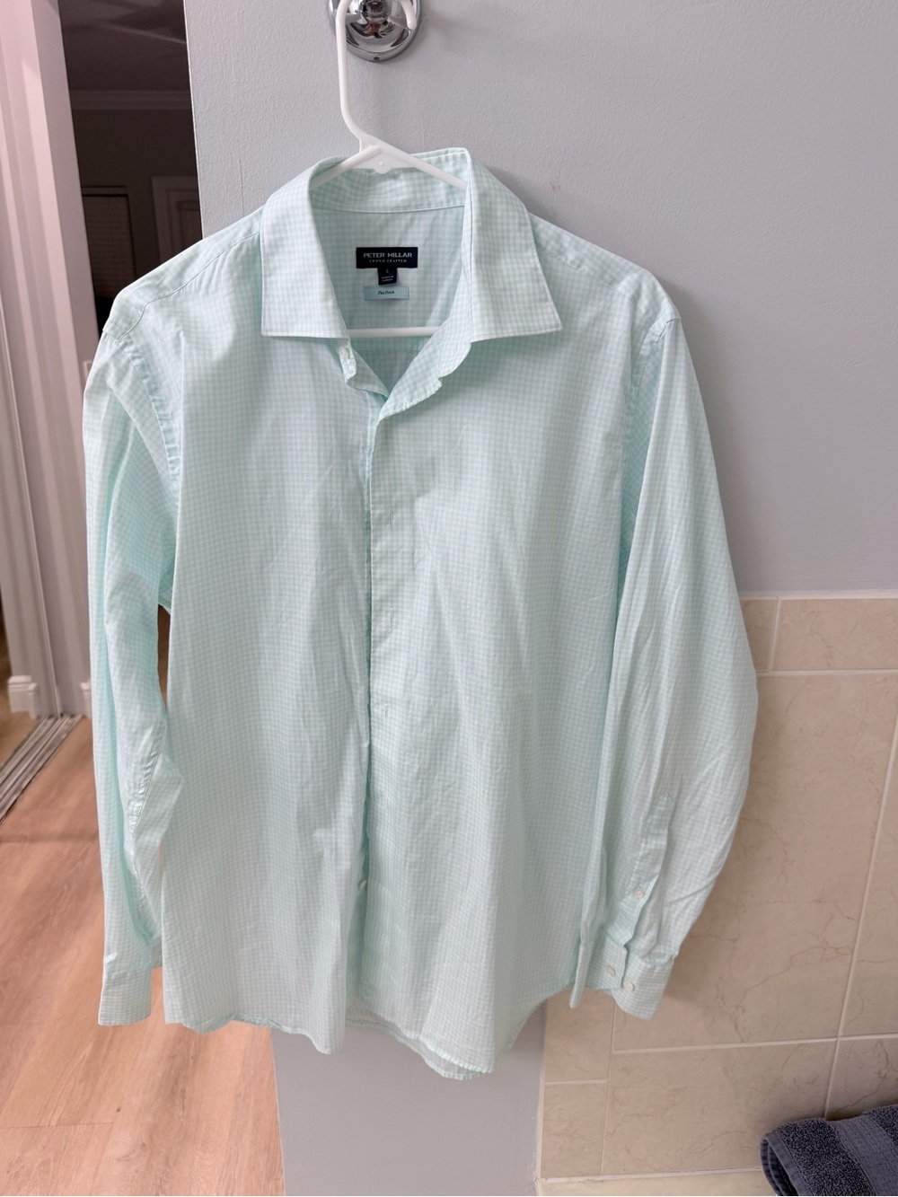 Peter Millar Men’s Light Mint Check Dress Shirt